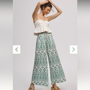 NWT Kivari by Anthropologie Teal Patterned Women's Pants